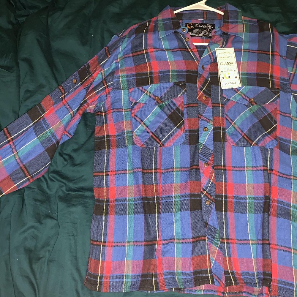 Modern amusement plaid sleeved button up